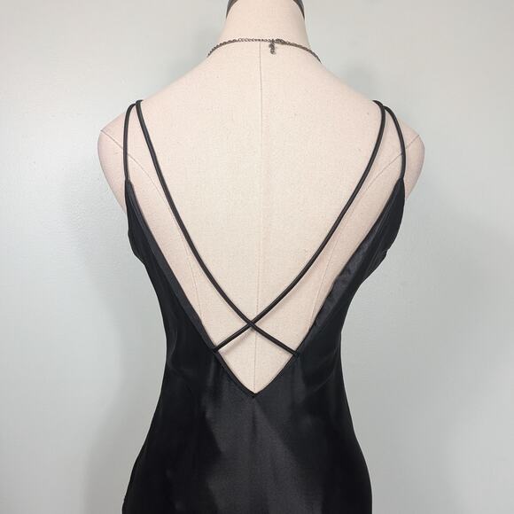 Vintage Zum Zum Prom Dress Maxi Gown 6 Black Pink Glam Goth 90s Y2K Floral Satin - Picture 5 of 11